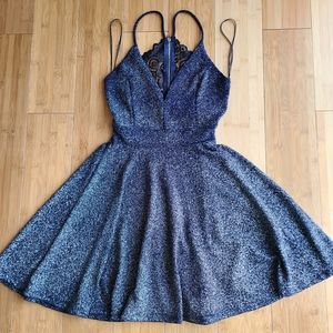 Windsor Dress Color Navy Blue with Silver Sparkles Size M